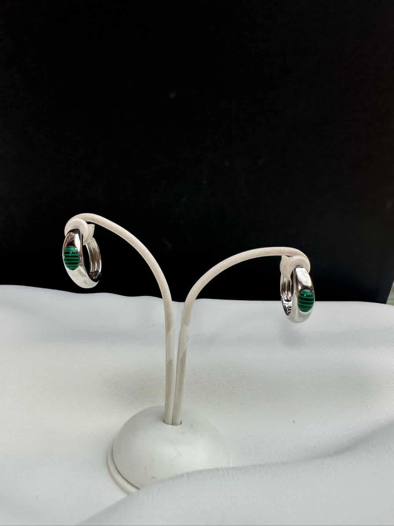 Malahit Taşlı Halka Küpe