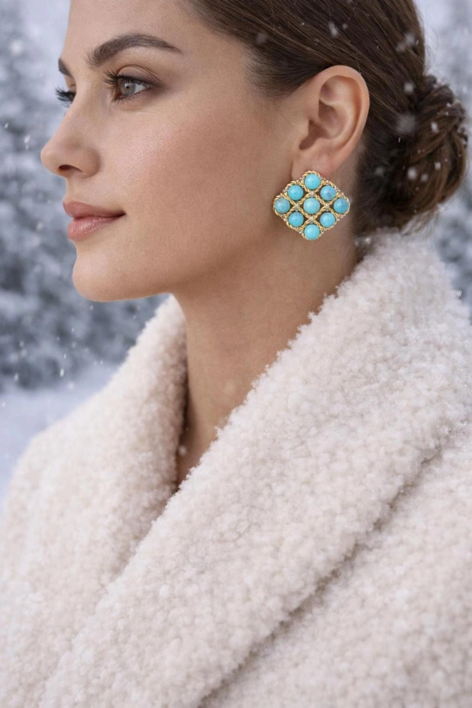 Turkuaz Taşlı Küpe