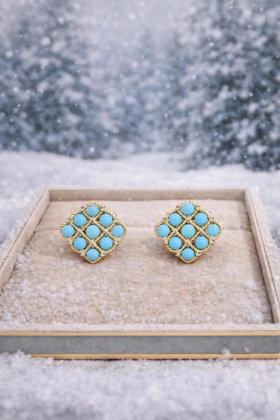 Turkuaz Taşlı Küpe