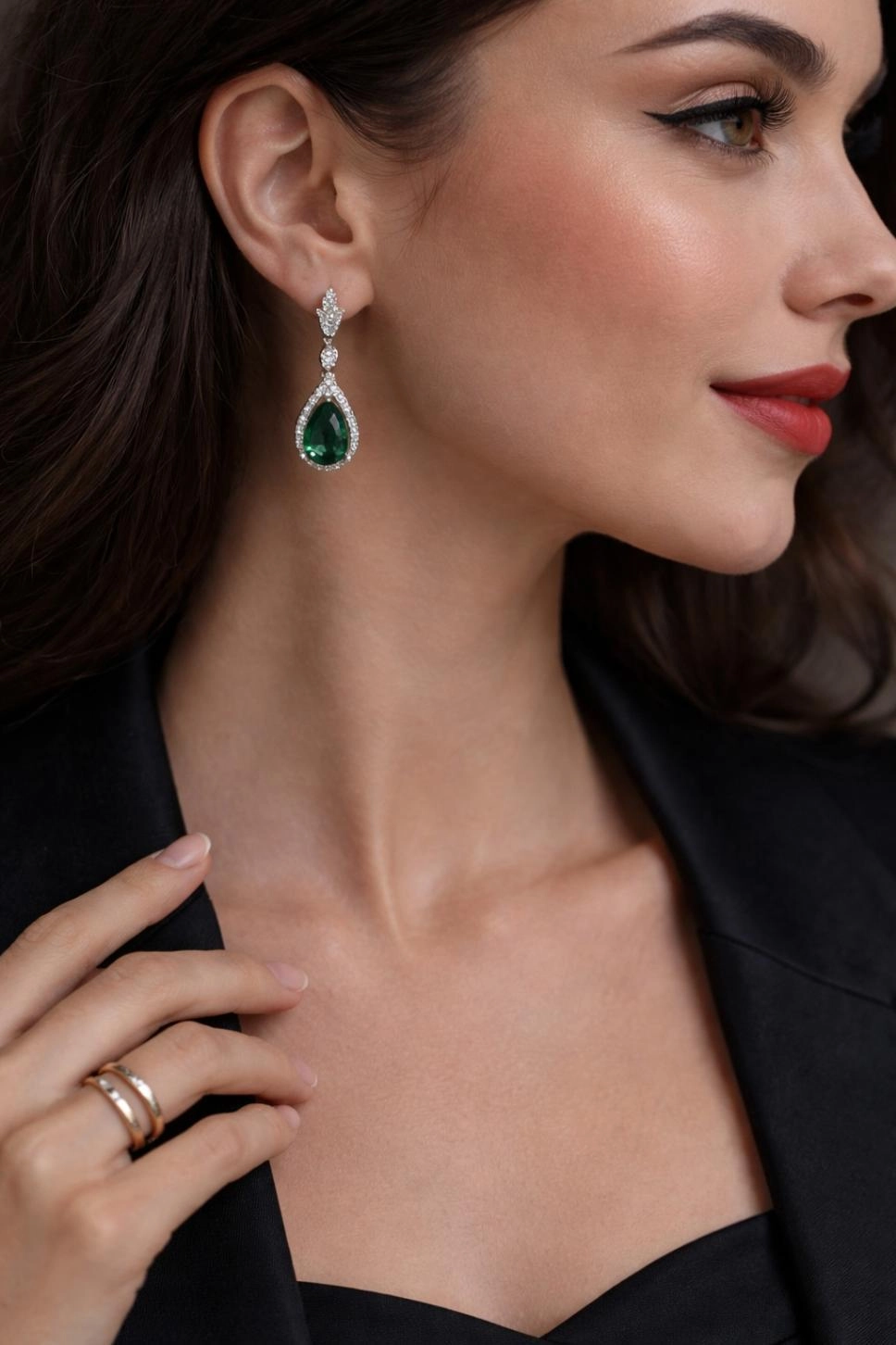 Taşlı Sallantılı Küpe