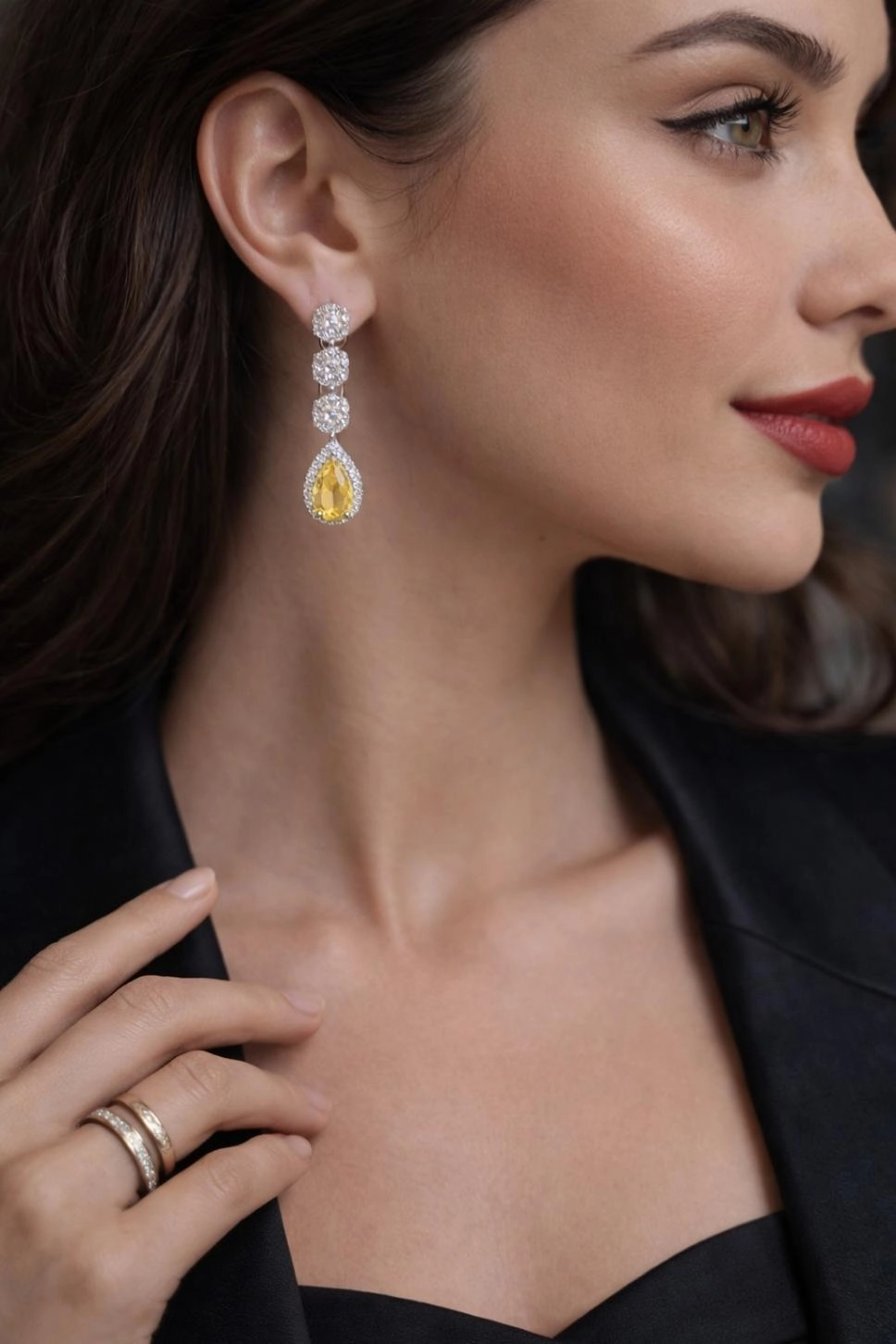 Taşlı Sallantılı Küpe