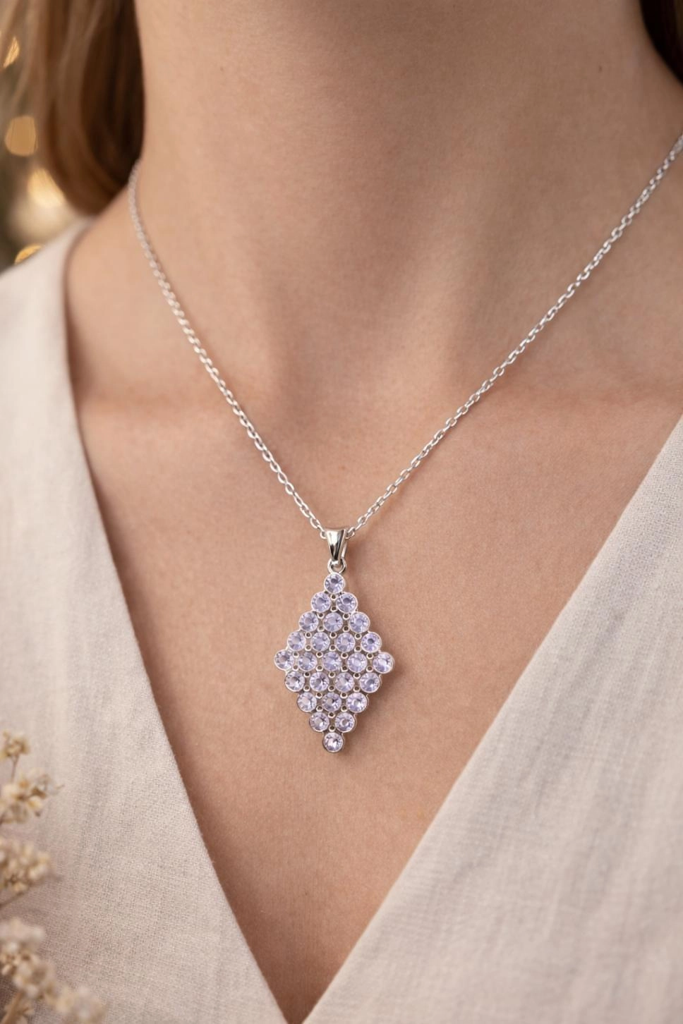 Amatist Taşlı Kolye