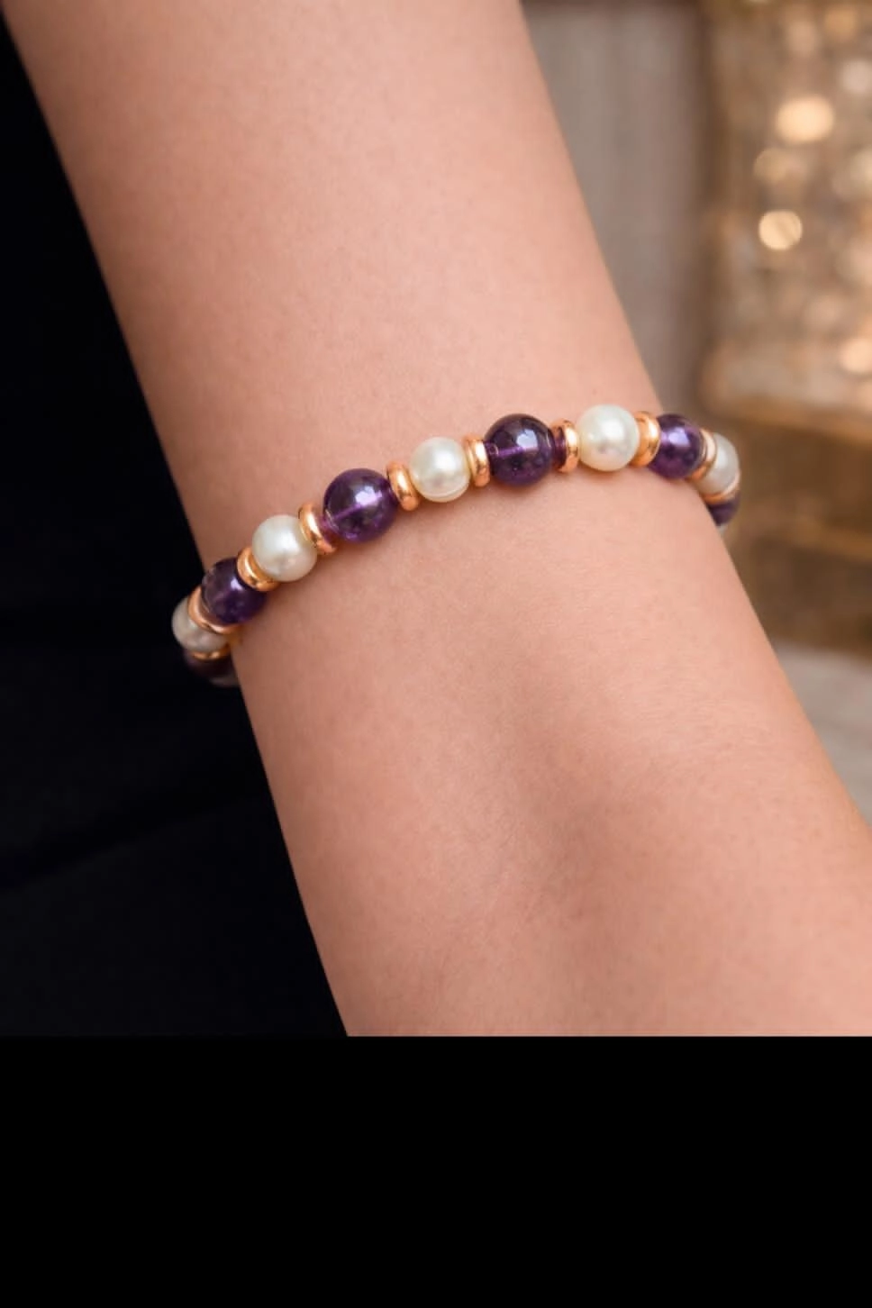 Amatist Taşlı Ve İnci Taşlı Bileklik