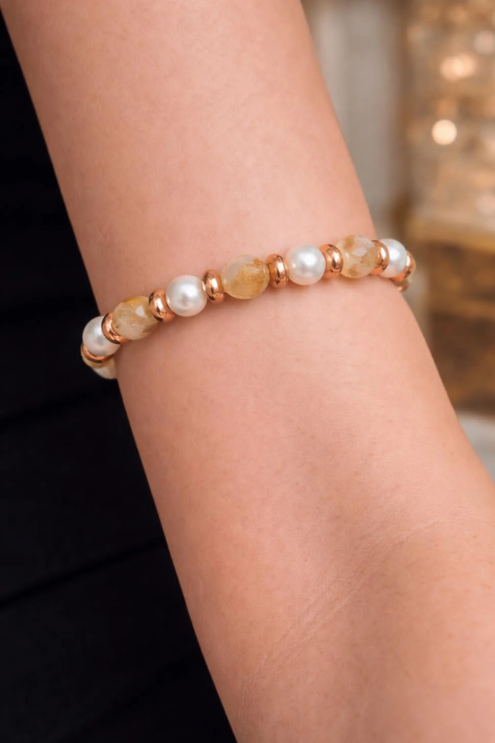 Sitrin Taşlı Ve İnci Taşlı Bileklik