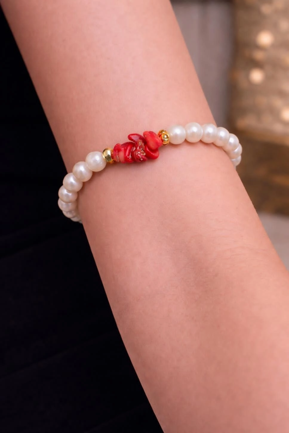 İnci ve Mercan Taşlı Bileklik