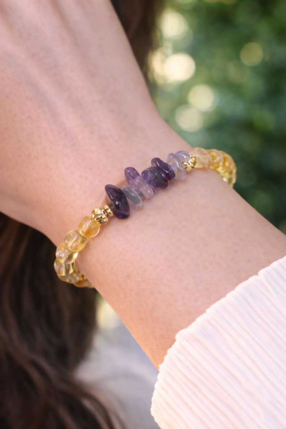 Sitrin Taşlı Ve Amatist Taşlı Bileklik