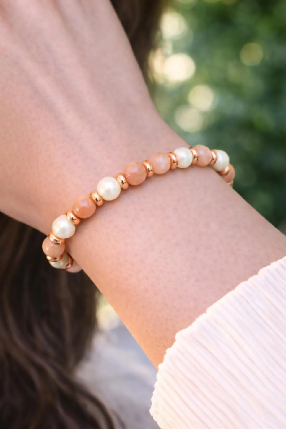 Ay Taşı Ve İnci Taşlı Bileklik