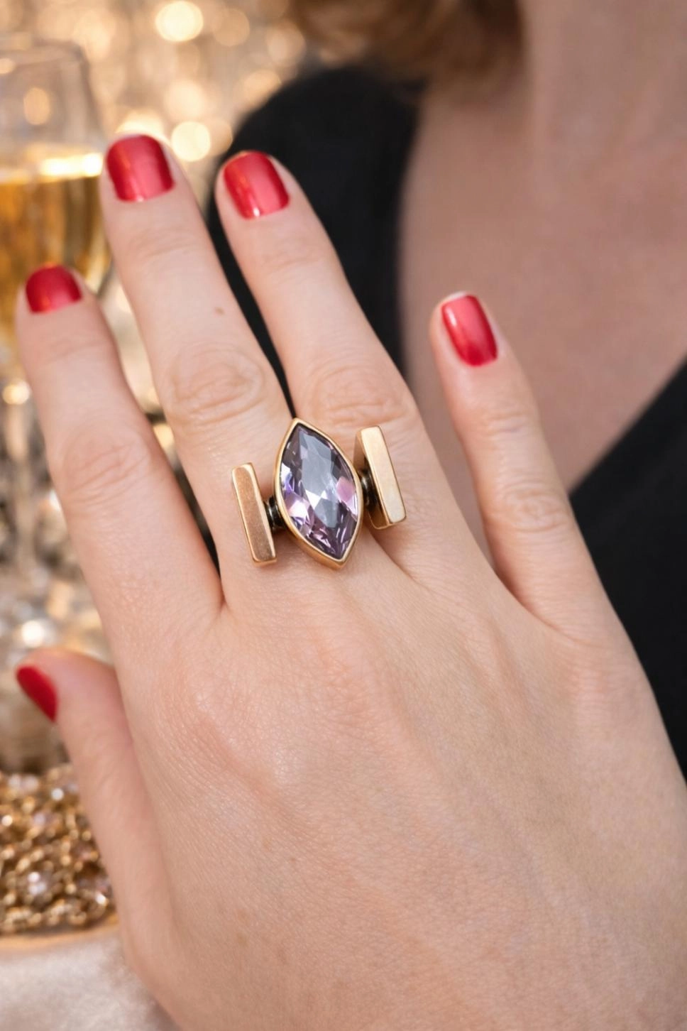 Pembe Kuvars Taşlı Yüzük