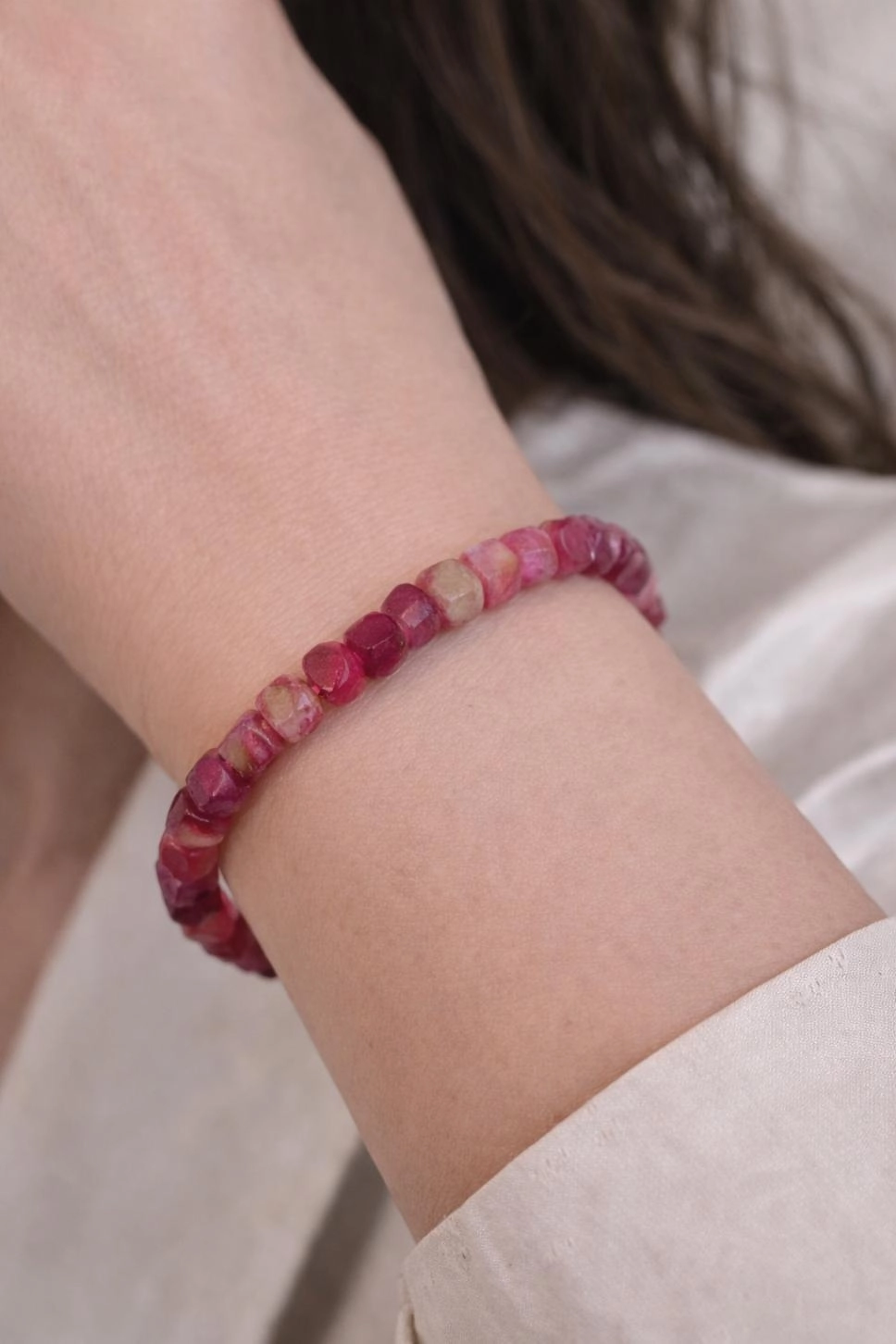 Pembe Kuvars Taşlı Bileklik