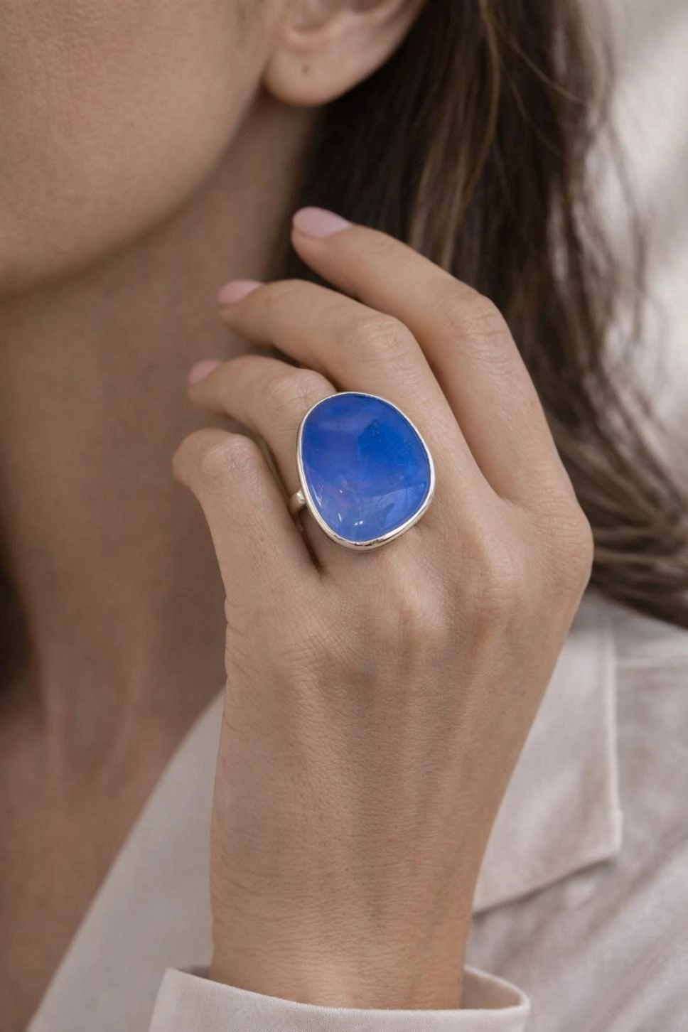 Mavi Akik Taşlı Yüzük