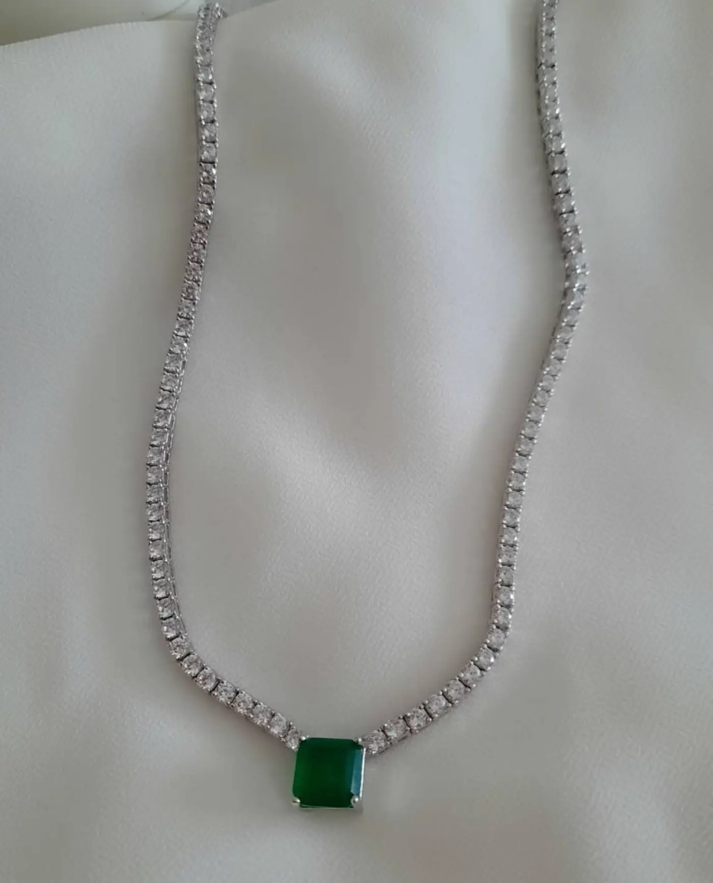 Yeşil Zirkon Taşlı Su Yolu Gerdanlık