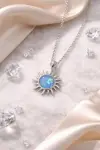 Opal Taşlı Güneş Kolye 
