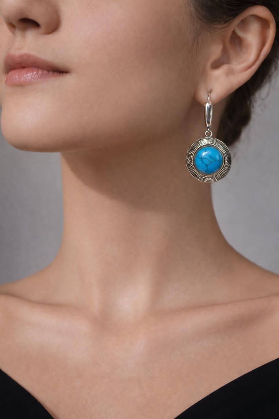 Turkuaz Taşlı Küpe 