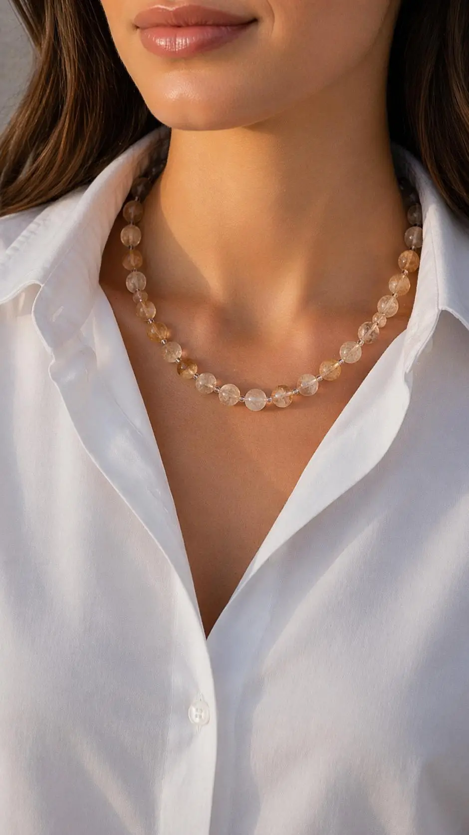 Sitrin Taşlı Doğal Taşlı Kolye 