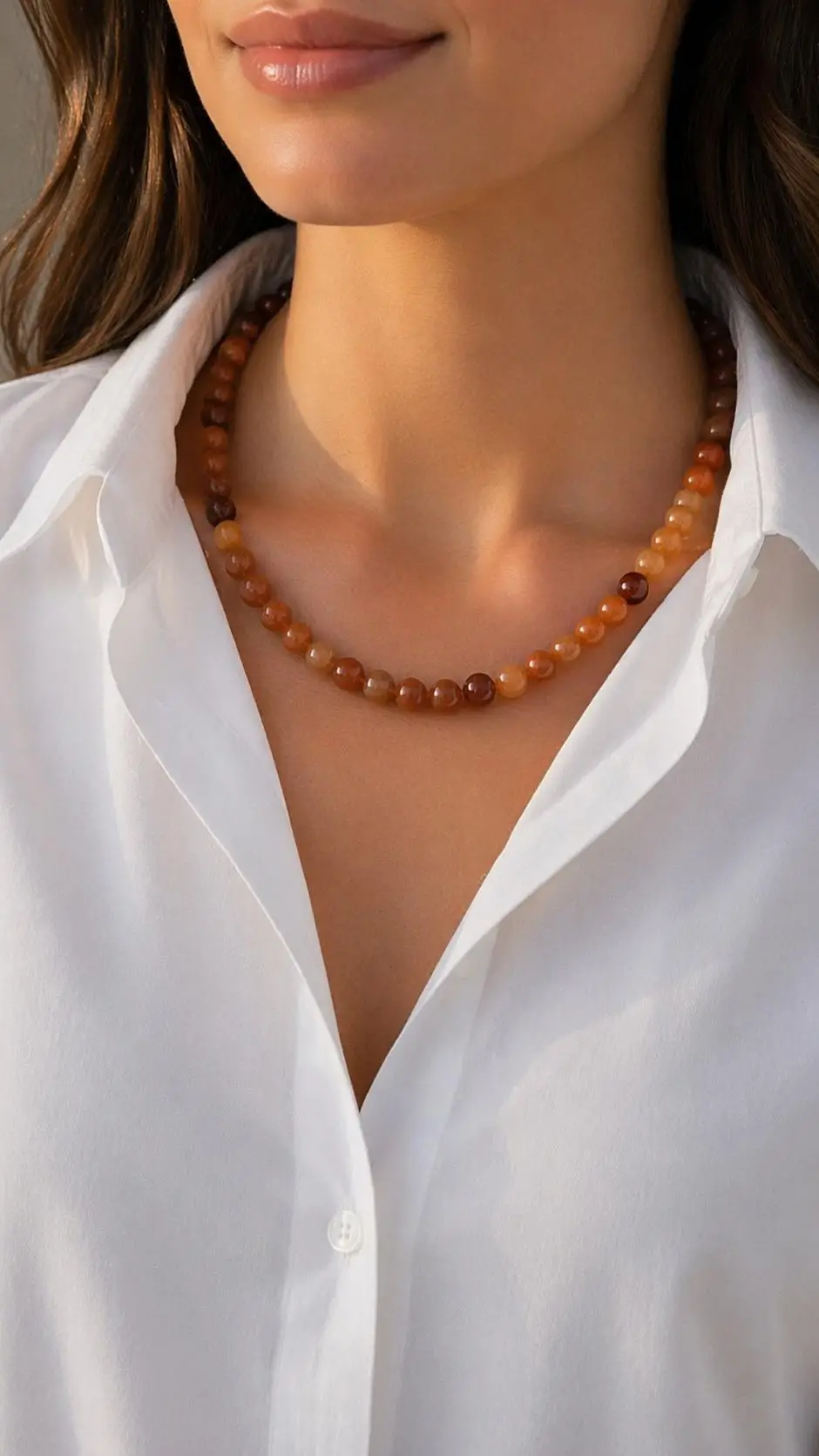 Kahverengi Avanturin Taşlı Kolye 