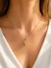 Sitrin Taşlı Kolye Kalp Kolye 
