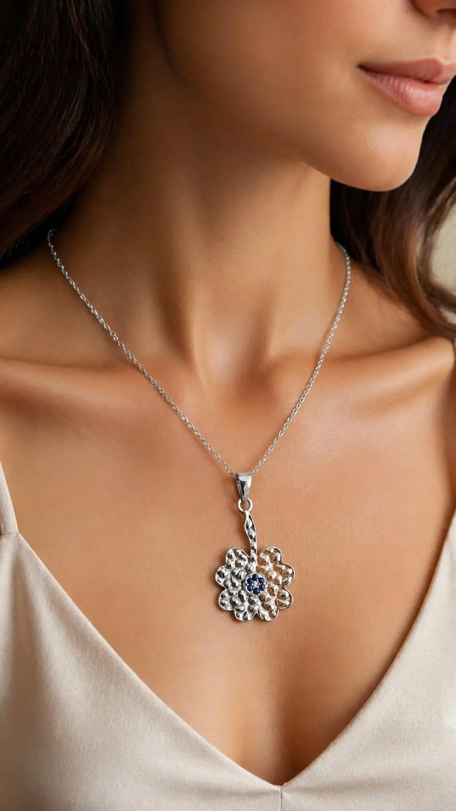 Nazar Boncuklu Yonca Kolye 