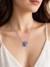 Renkli Taşlı Yonca Kolye 