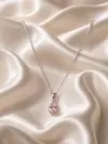 Pembe Kuvars Taşlı Kolye 