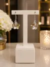 Kristal Taşlı Çiçek Küpe 
