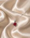 Yakut Taşlı Kalp Kolye 