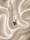Mıstık Topaz Taşlı Kalp Kolye 