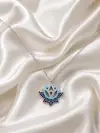 Taşlı Lotus Çiçeği Kolye 