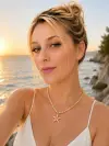 Murano Camlı Deniz Yıldızı ve Kalsit Taşlı Kolye 