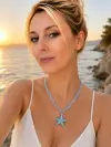 Murano Camlı Deniz Yıldızı ve Kuvars Taşlı Kolye 