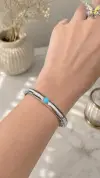 Turkuaz Taşlı Yaylı Kelepçe 