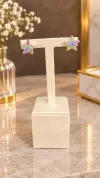 Renkli Zirkon Taşlı Yıldız Küpe 