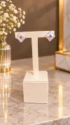 Amatist Taşlı Köşeli Tasarım Küpe 