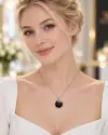 Siyah Zirkon Taşlı Kolye 