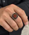Akik Taşlı Tasarım Erkek Yüzük 