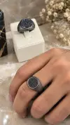 Siyah Zirkon Taşlı Erkek Yüzük 